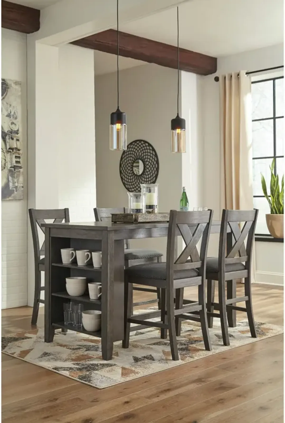 Caitbrook 5 Piece X Back Counter Dining Set