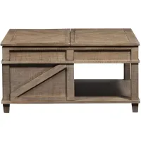 Parkland Falls Weathered Taupe Square Lift Top Coffee Table