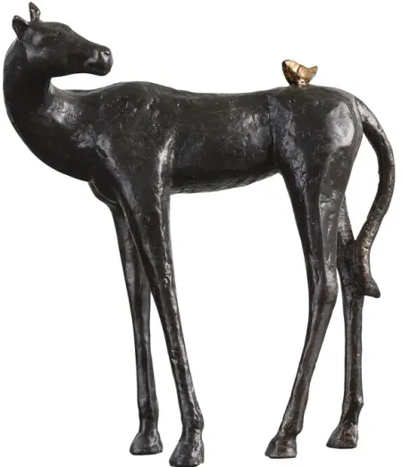 Hello Friend Black Horse Sculpture