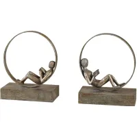Lounging Reader Antique Bookends 