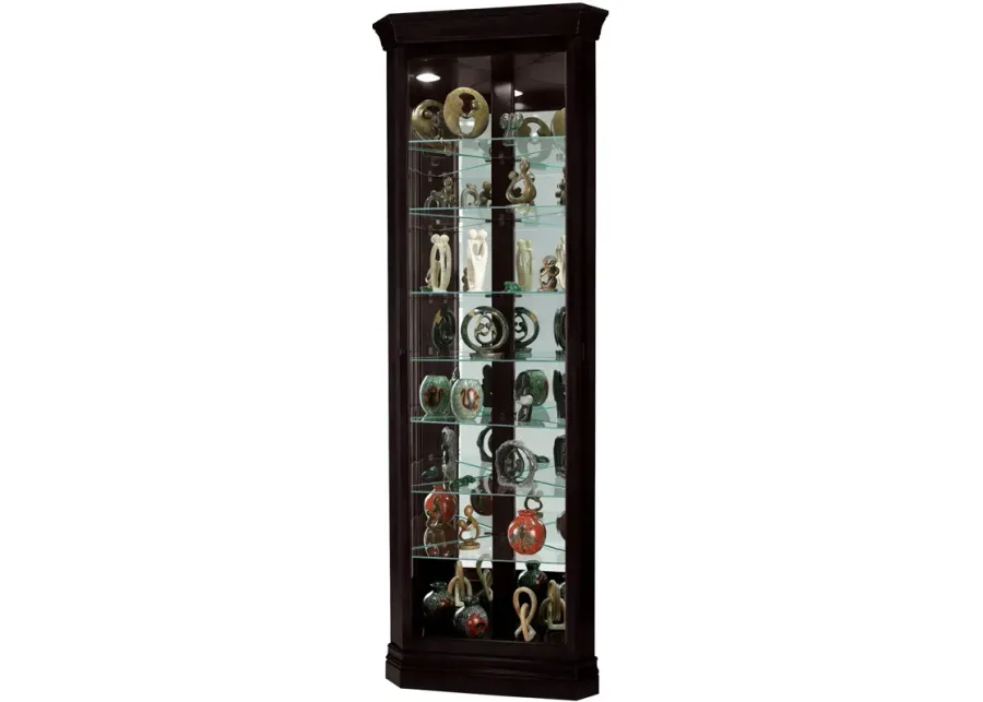 Howard Miller | Duane Corner Curio Cabinet | Black Satin