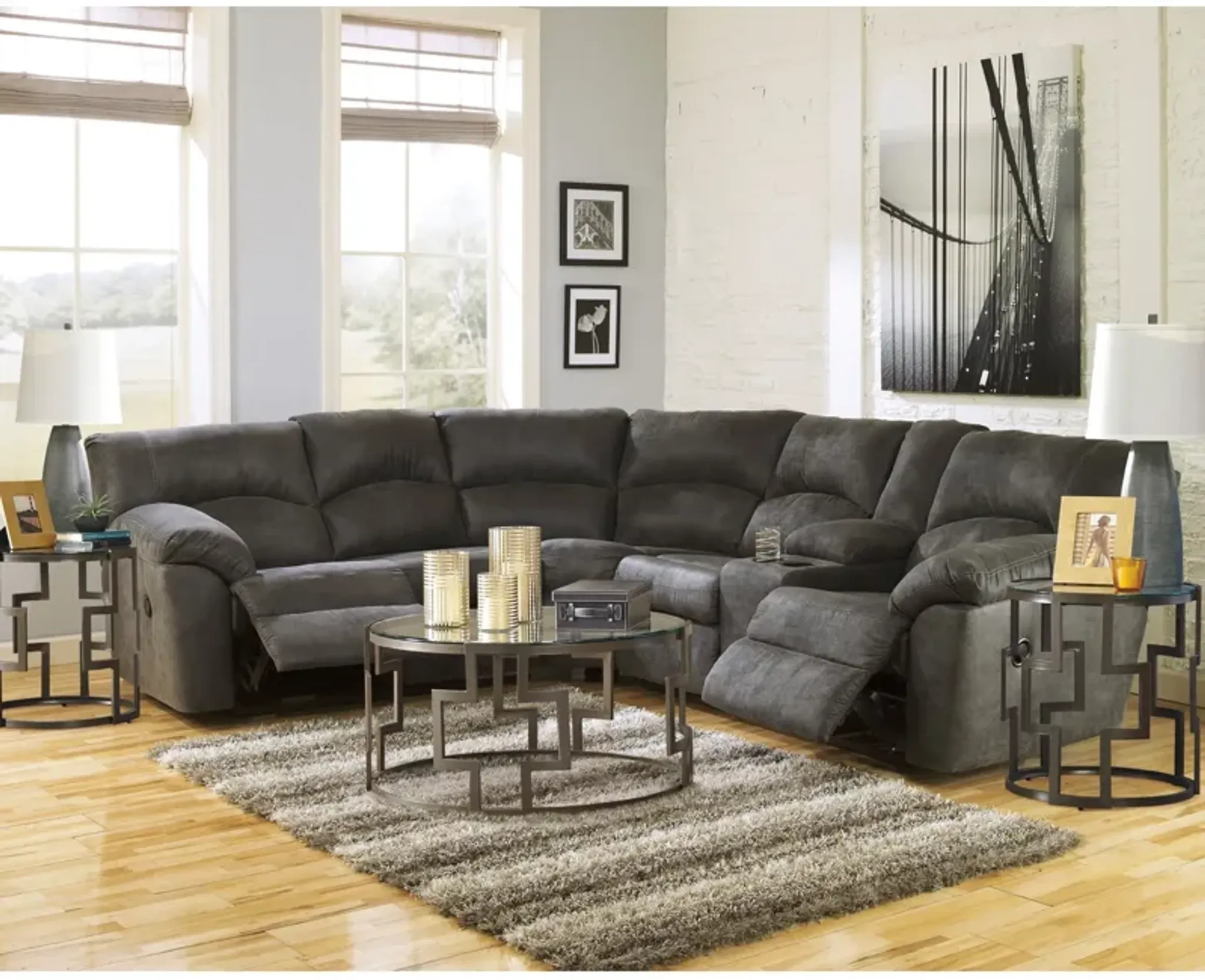 Grover Gray 2 Piece Reclining Sectional Slumberland Furniture ...