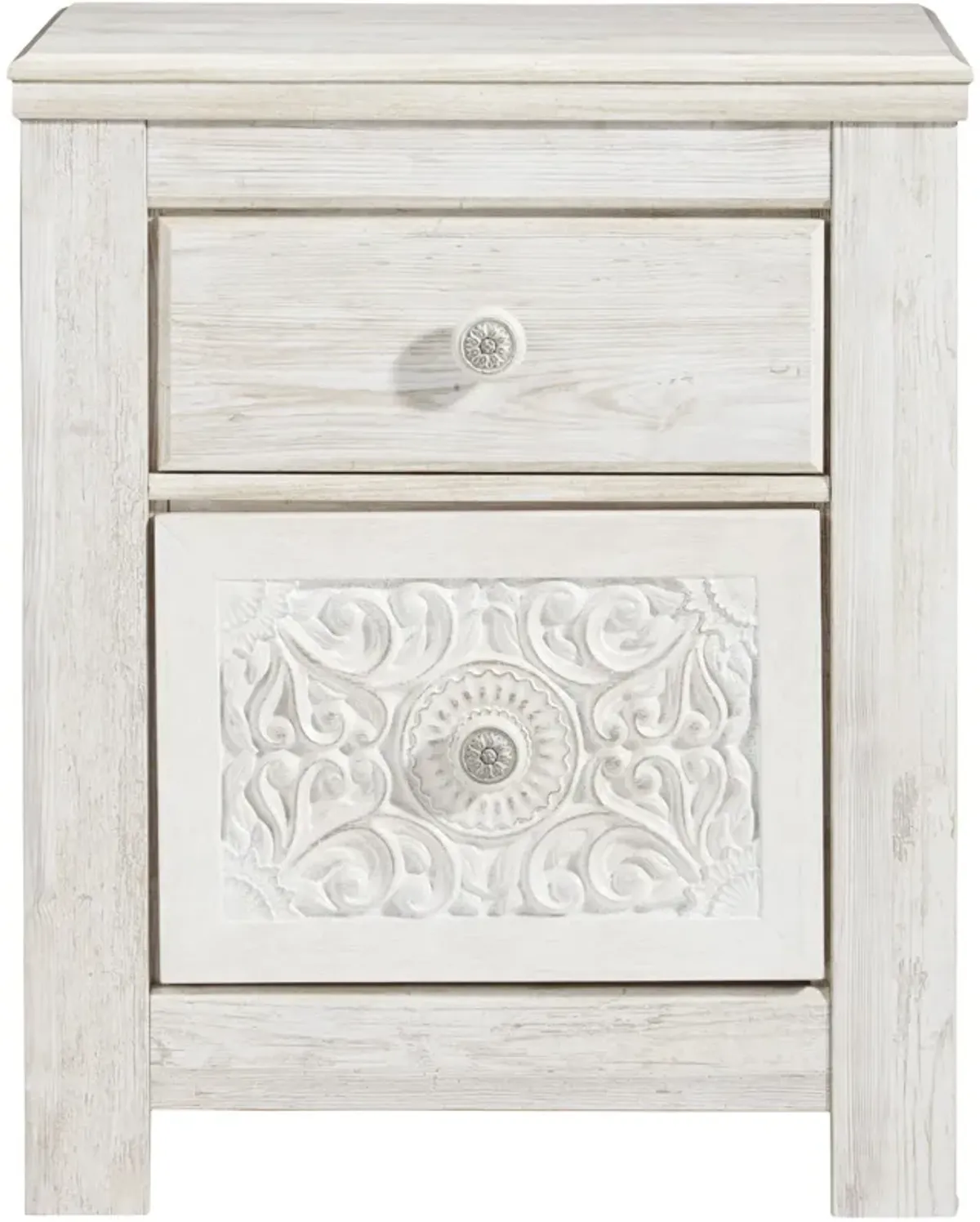 Ashley Furniture | Paxberry 2 Drawer Nightstand | Whitewash