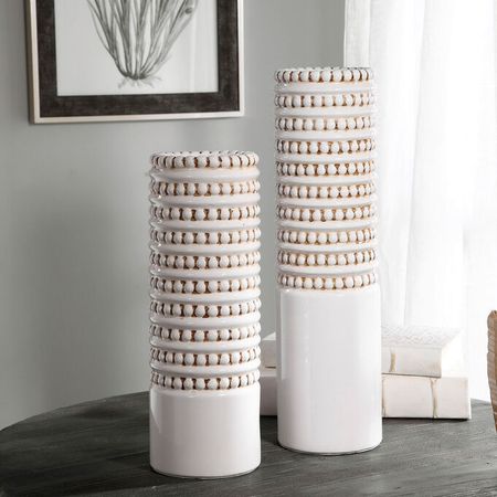 Angelou Set of 2 White Vases