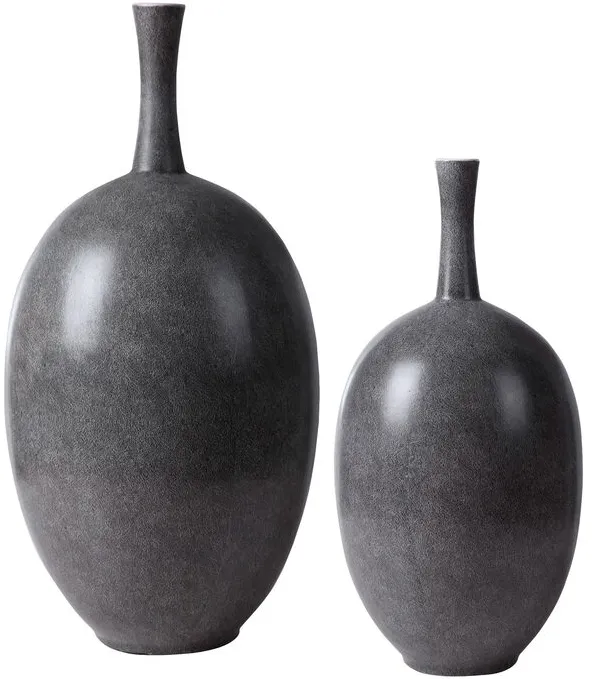 Riordan Set of 2 Gray Vases