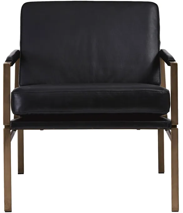 Puckman Black Leather Accent Chair
