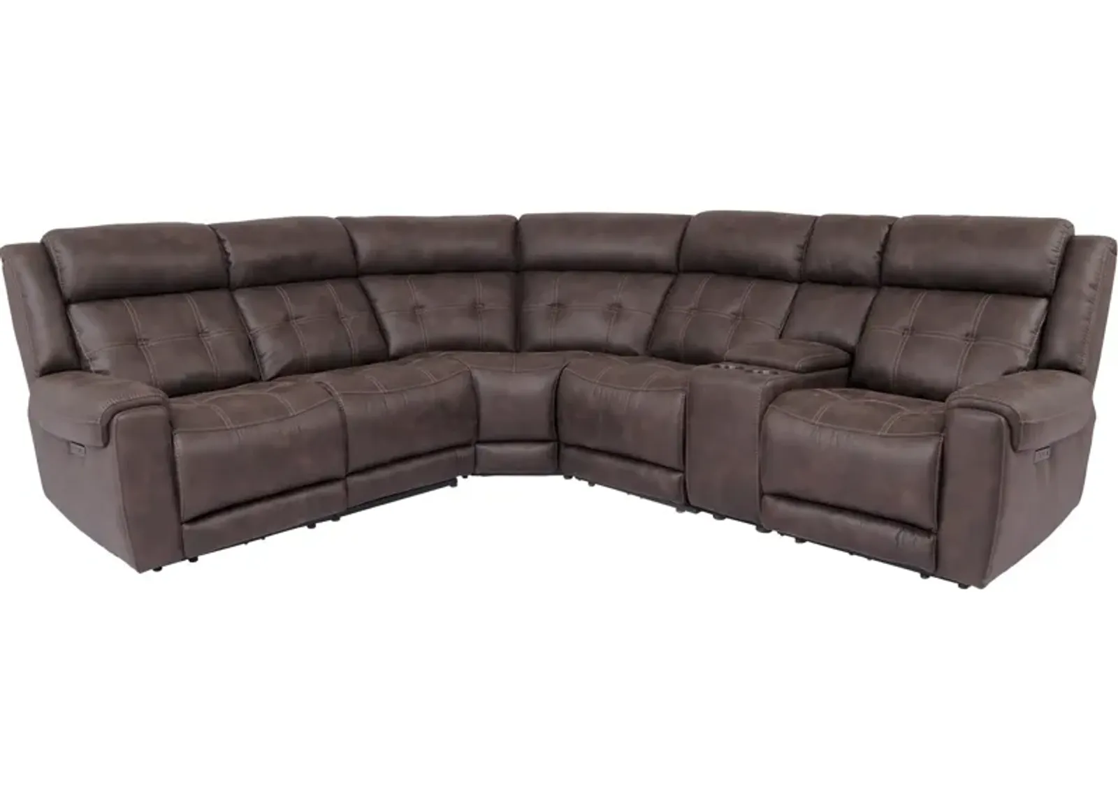 Vena 6 Piece Power+ Reclining Sectional | Dark Brown