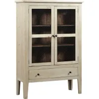 Isabella Washed Linen and Pine Display Cabinet