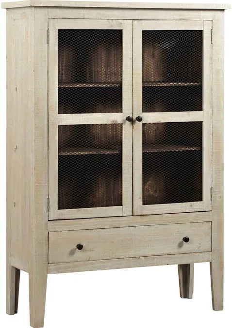 Isabella Washed Linen and Pine Display Cabinet