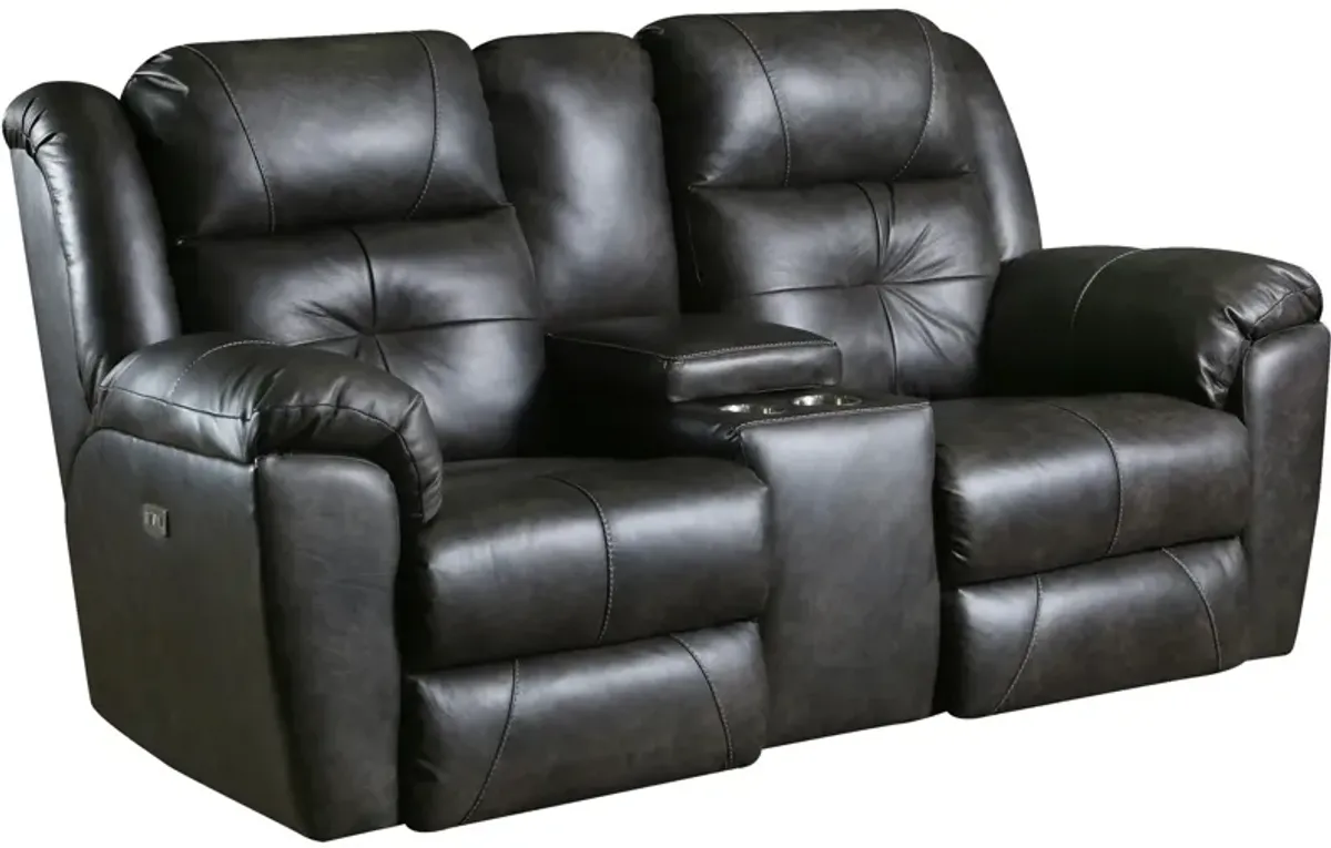 Vista Leather Power Plus Reclining Console Loveseat