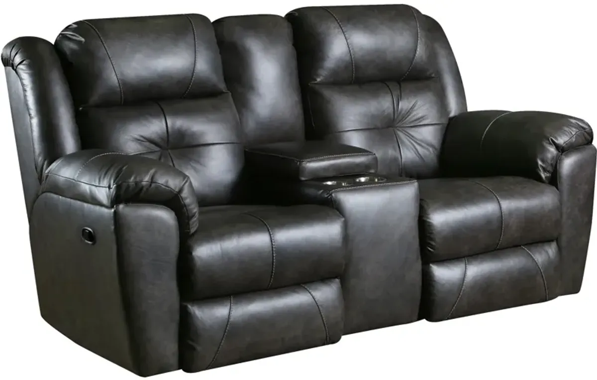 Vista Leather Reclining Console Loveseat