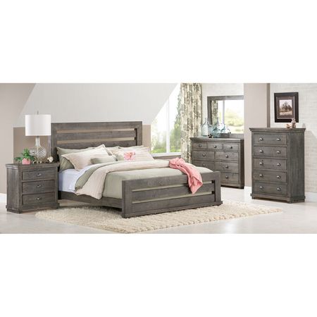 Willow Distressed Gray King Slat 4 Piece Room Group