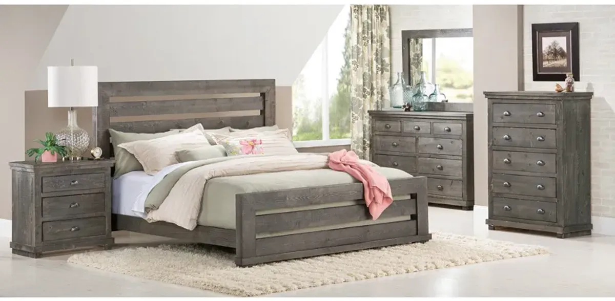 | Queen Willow Slat 4 Piece Room Group | Distressed Gray