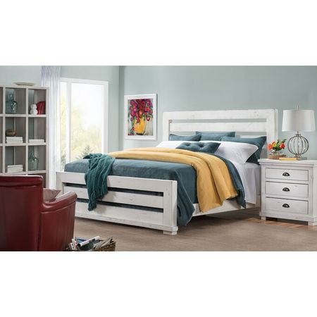 Willow Distressed White King Slat 4 Piece Room Group