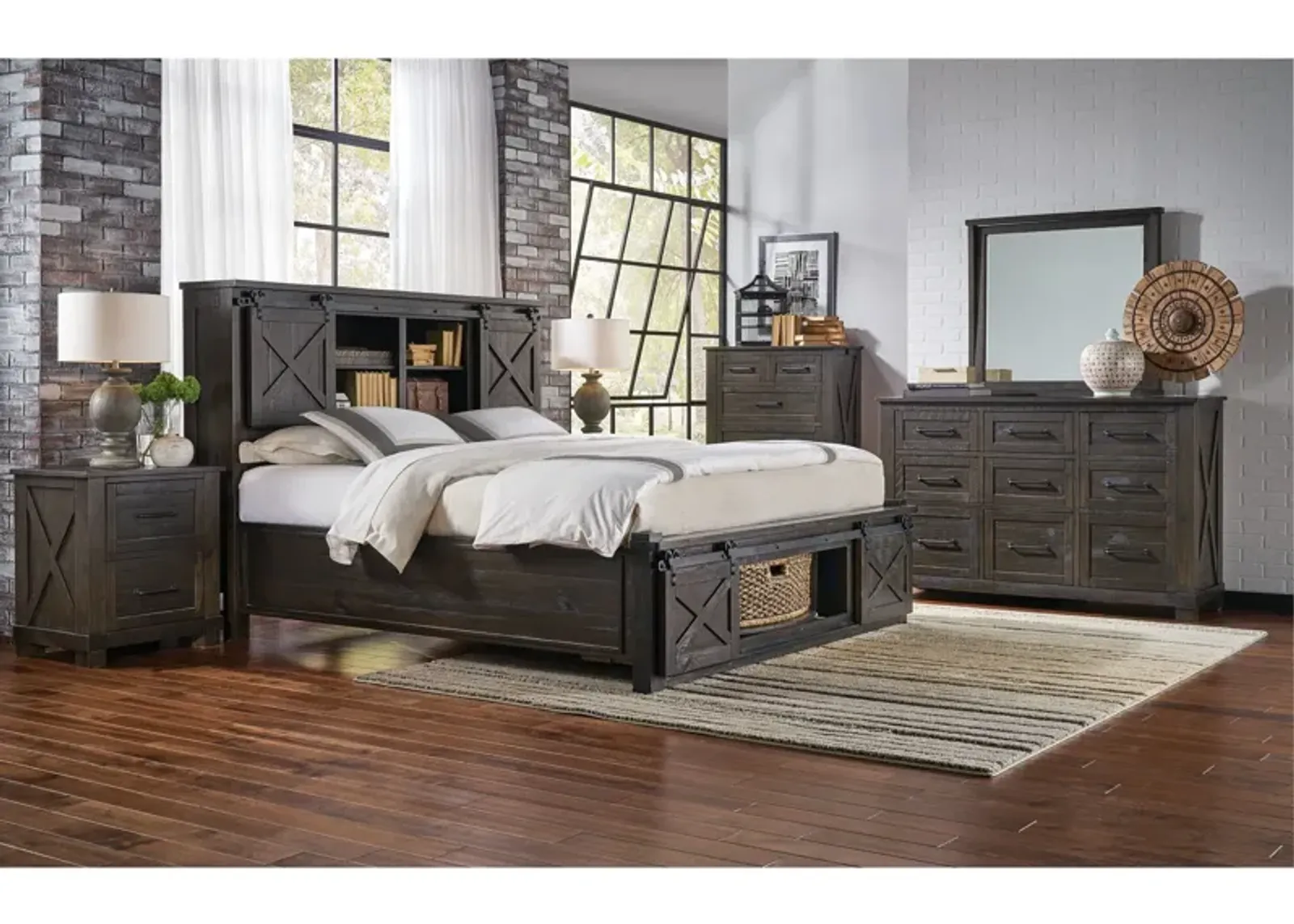 | King Sun Valley Rotating Storage 4 Piece Room Group | Charcoal