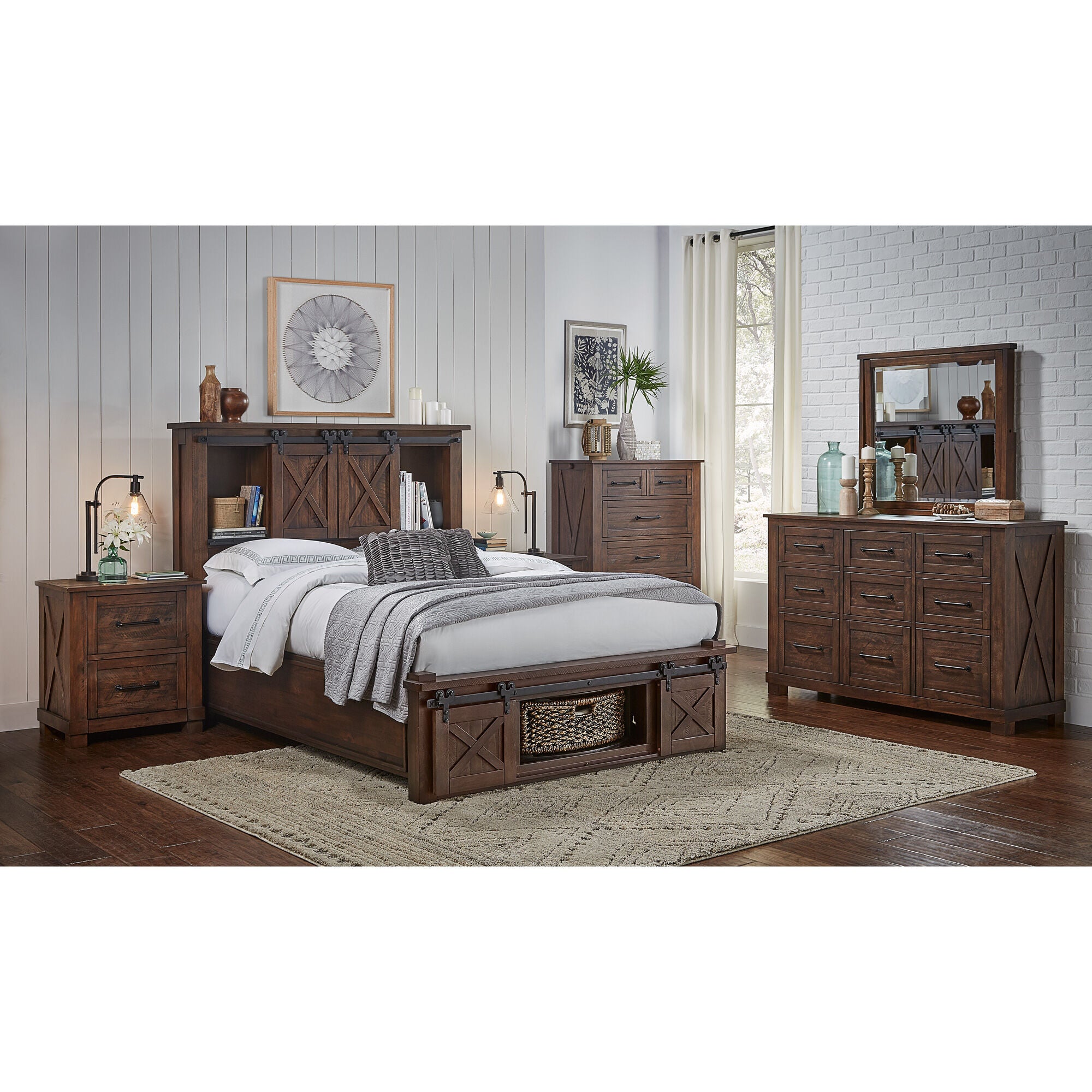 A America | King Sun Valley Rotating Storage 4 Piece Room Group | Rustic Timber