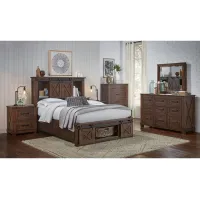 Sun Valley Rustic Timber Queen Rotating Storage 4 Piece Room Group