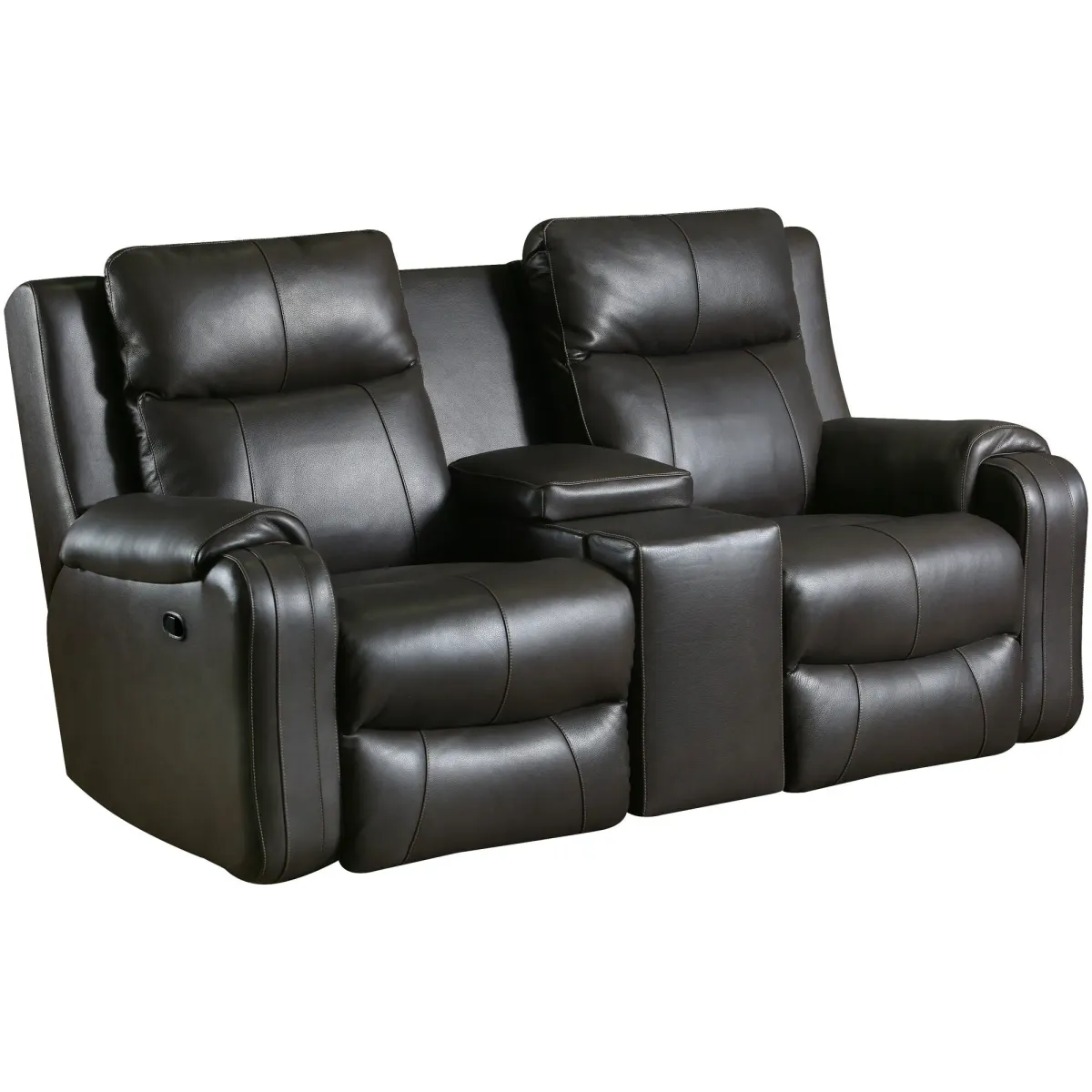 Contour Leather Reclining Console Loveseat