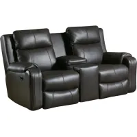 Contour Leather Fossil Reclining Console Loveseat Sofa