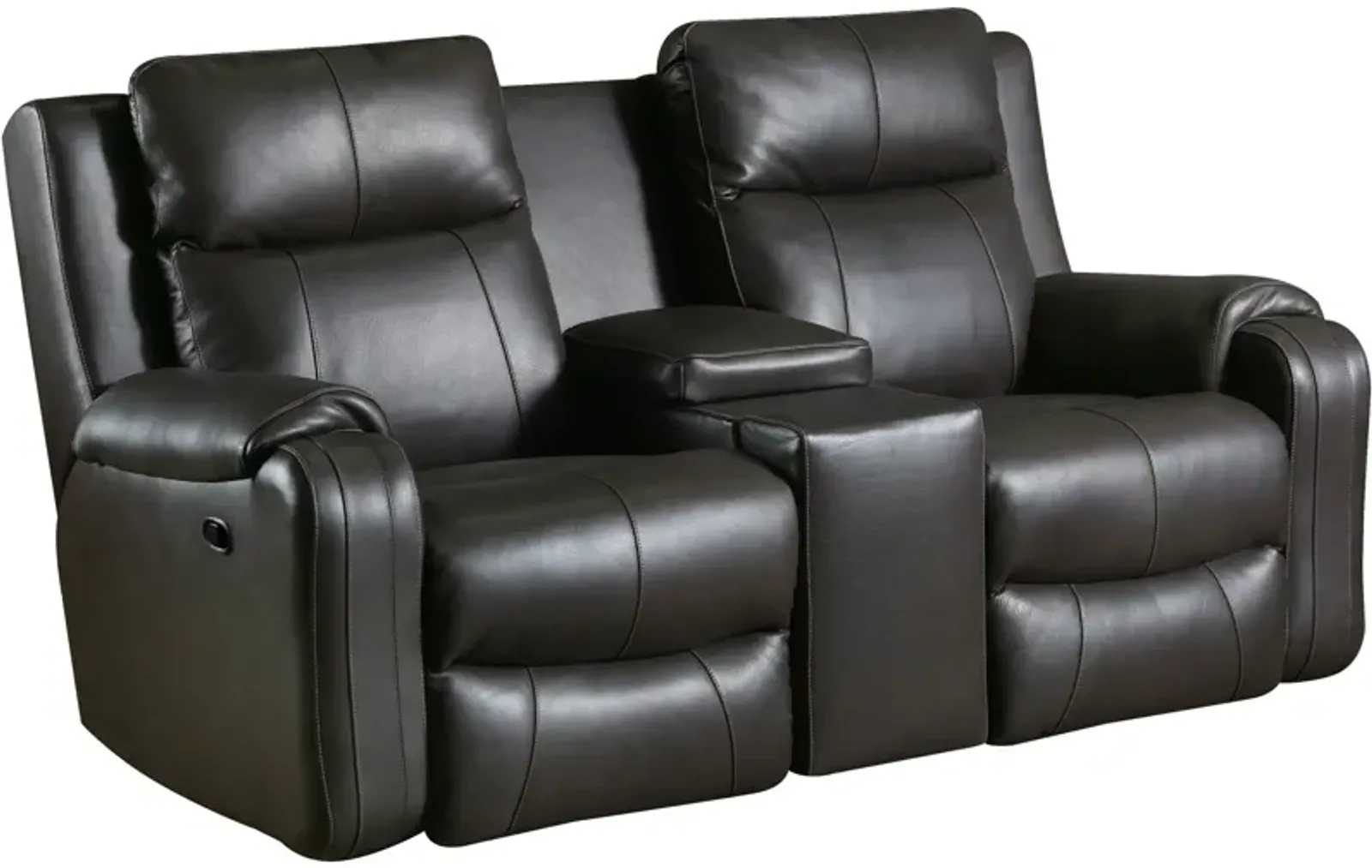 Contour Leather Reclining Console Loveseat