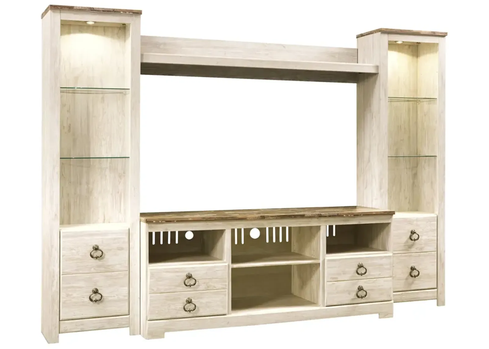 Ashley Furniture | Willowton 4 Piece Entertainment Center | White