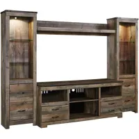 Trinell Rustic Plank 4 Piece Entertainment Center