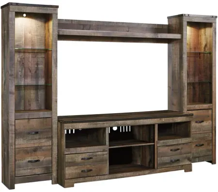 Trinell Rustic Plank 4 Piece Entertainment Center