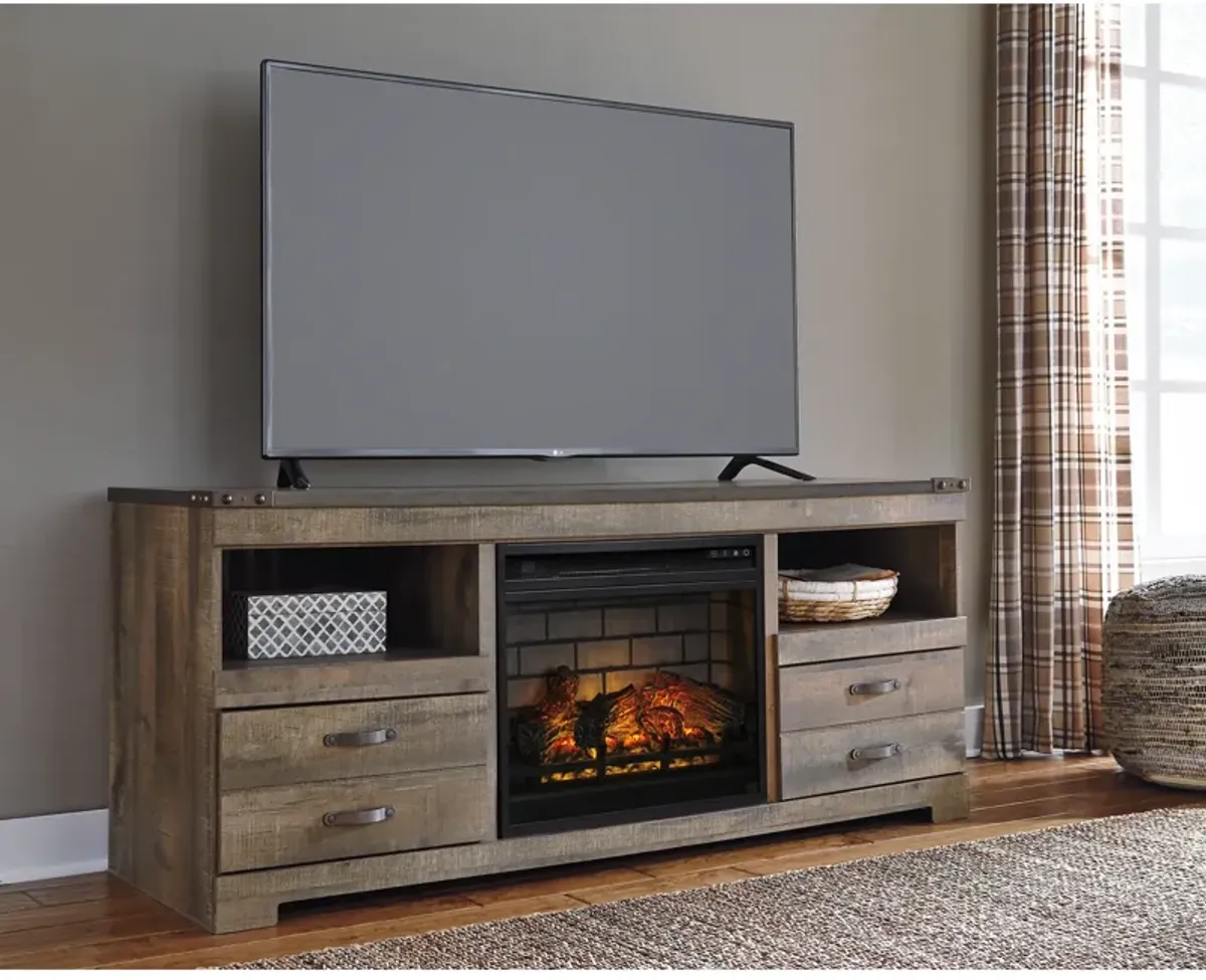 Ashley Furniture | Trinell 63" Infrared Fireplace TV Stand | Rustic Plank