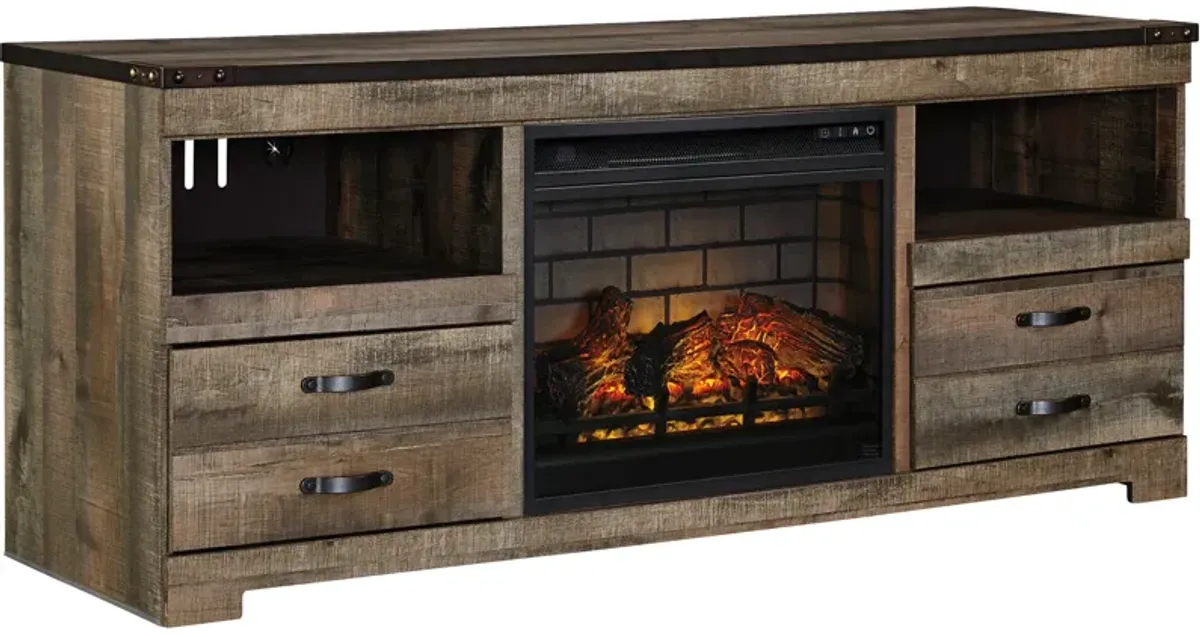 Ashley Furniture | Trinell 63" Infrared Fireplace TV Stand | Rustic Plank