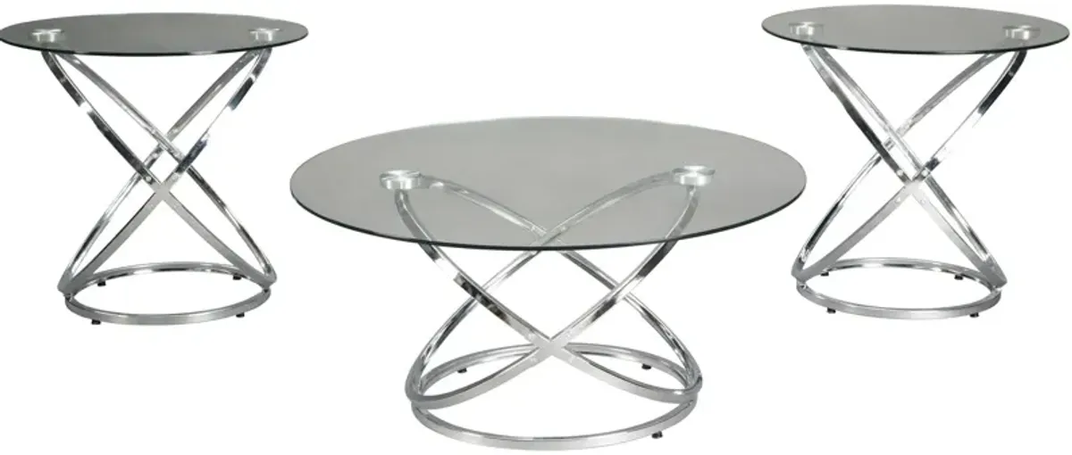 Ashley Furniture | Hollynyx Set of 3 Coffee Tables | Chrome