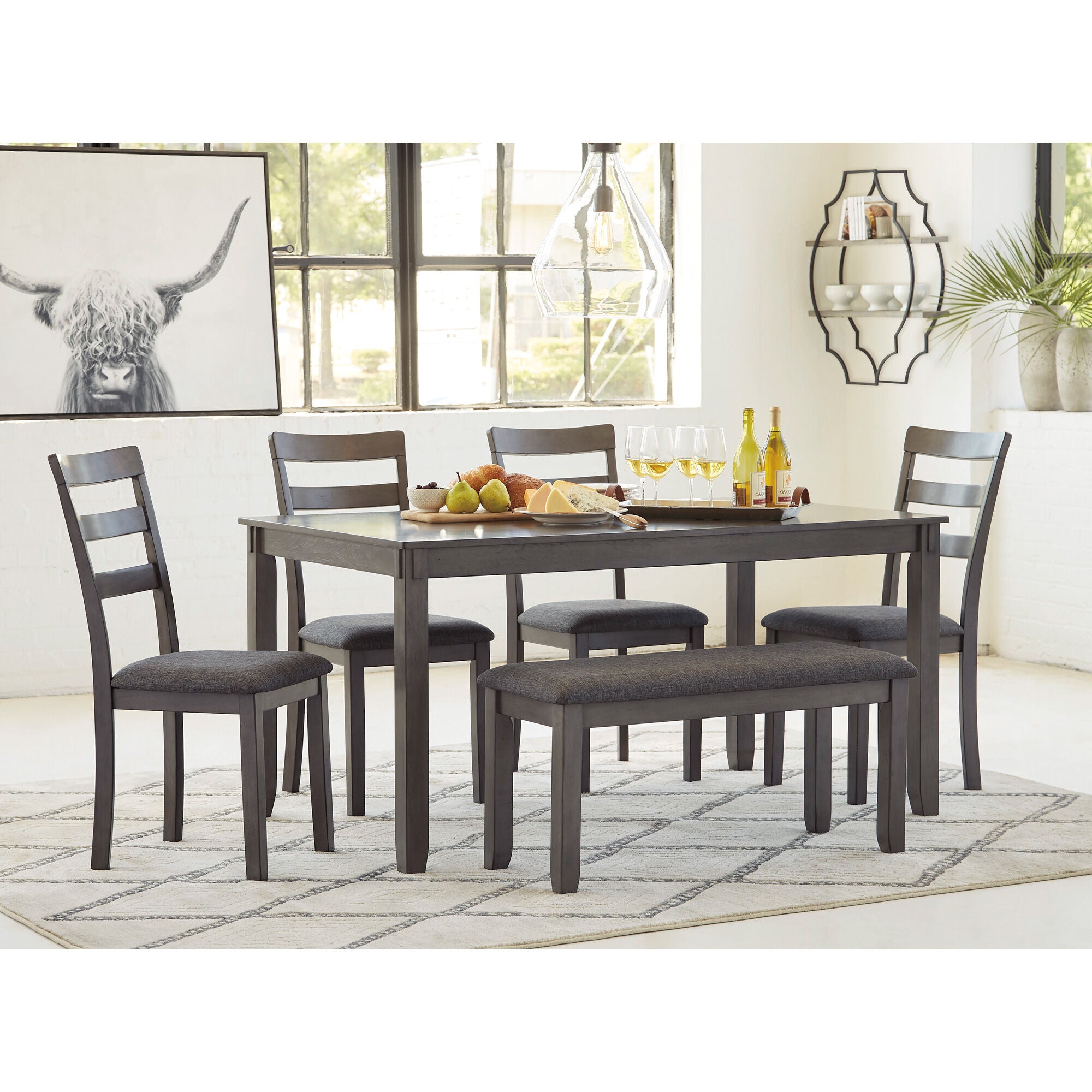 Ashley Furniture | Bridson 6 Piece Dining Set | Gray