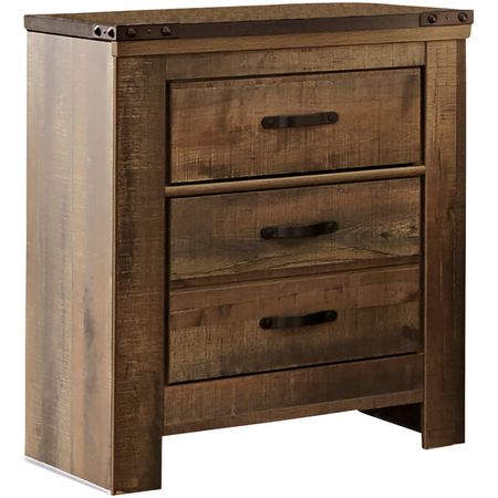 Trinell Rustic Plank 2 Drawer Nightstand