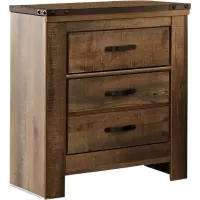 Trinell Rustic Plank 2 Drawer Nightstand
