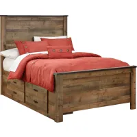Trinell Rustic Plank Full Storage Panel Bed
