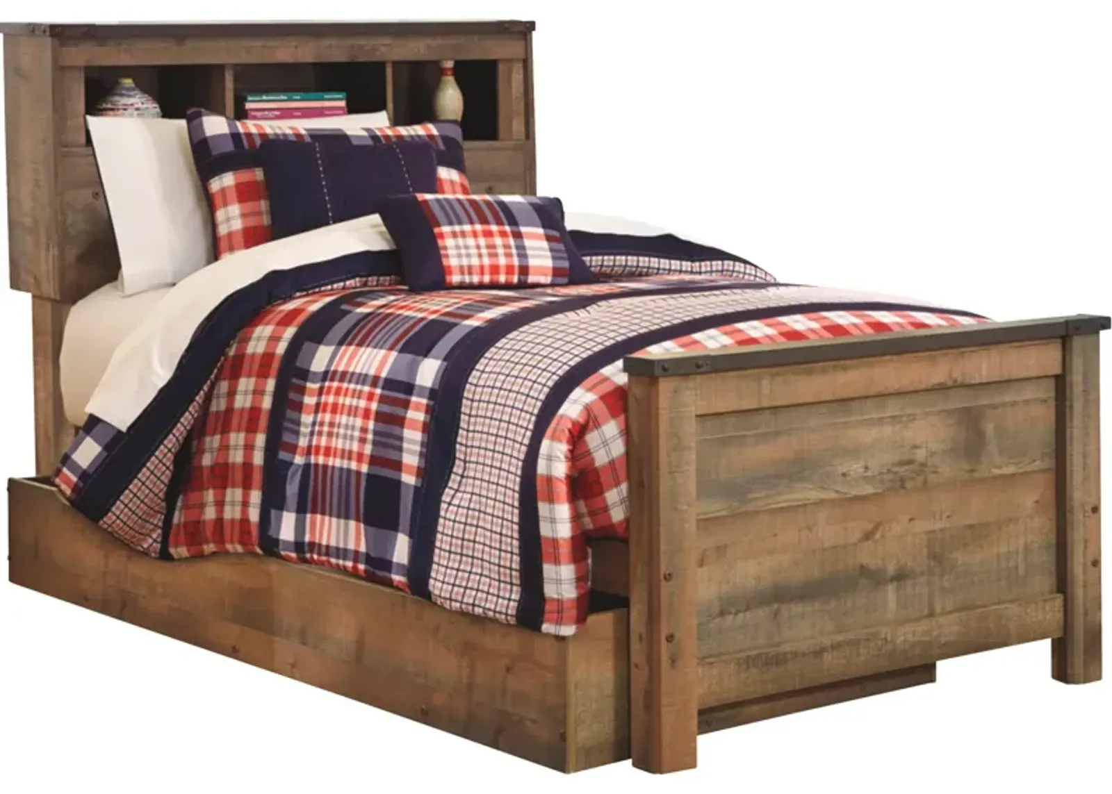 Ashley Furniture | Twin Trinell Trundle Bookcase Bed | Rustic Plank