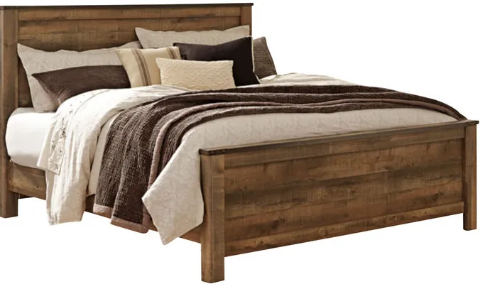 Trinell Rustic Plank King Panel Bed