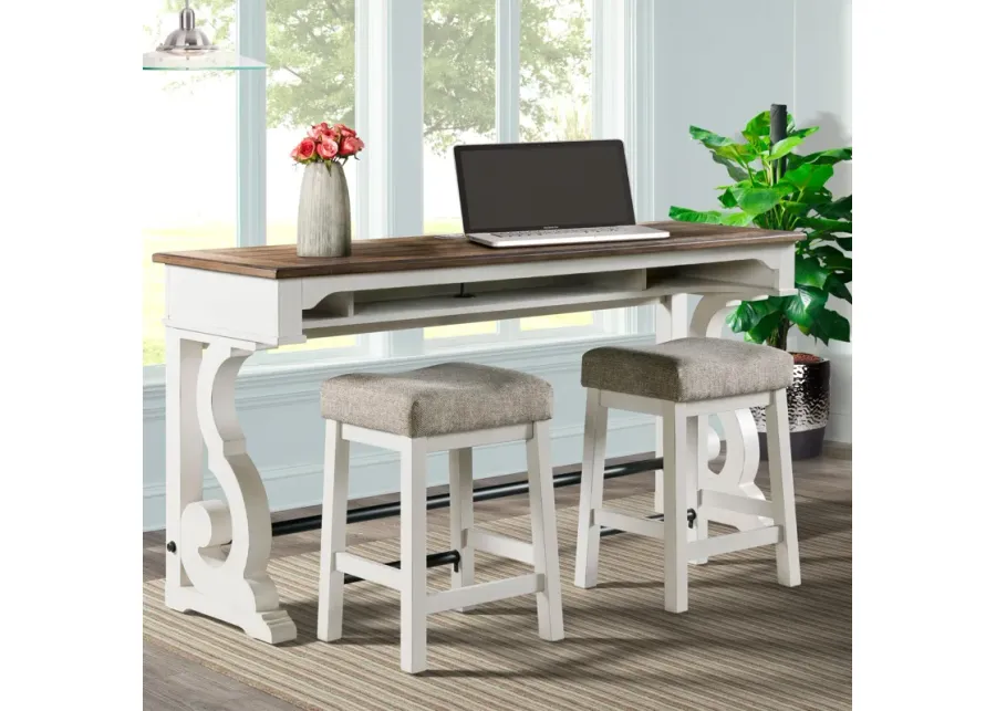 Intercon | Drake Bar Table with 3 Stools | Rustic White