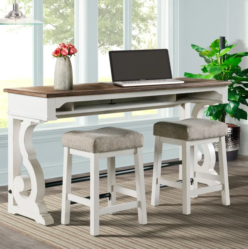 Intercon | Drake Bar Table with 3 Stools | Rustic White