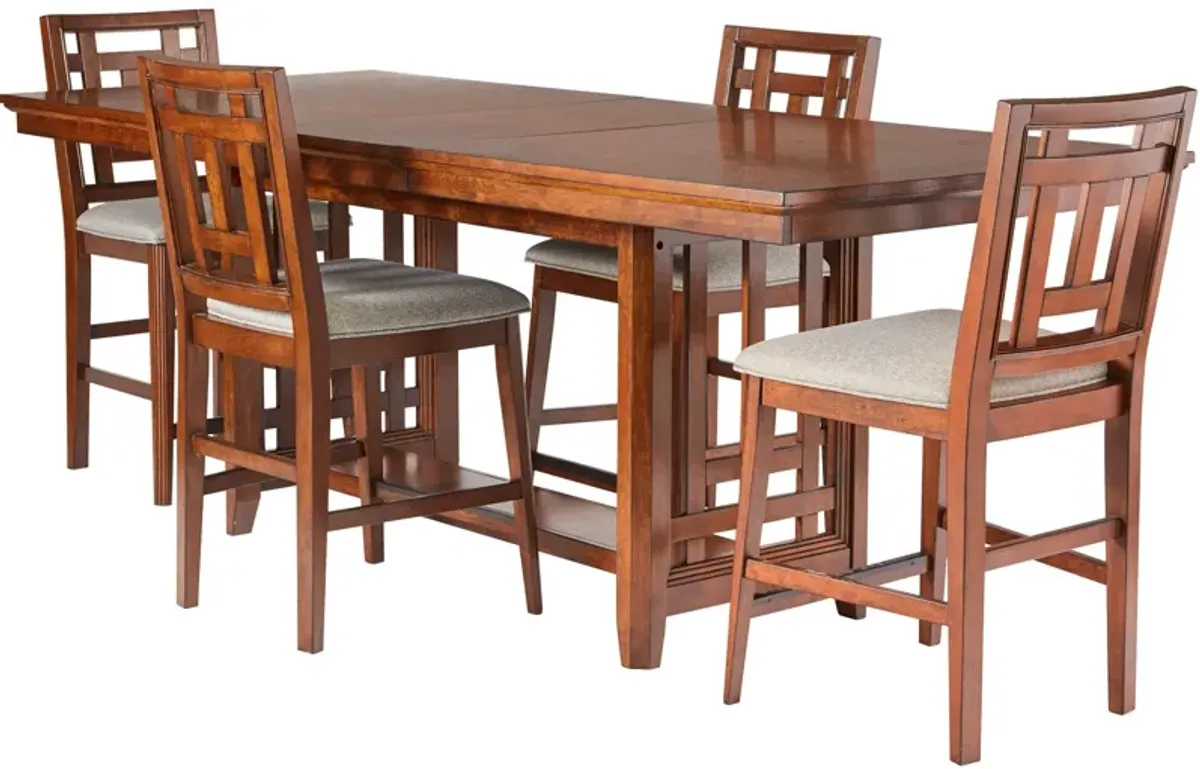 | Acorn Hill 5 Piece Counter Dining Set | Brown