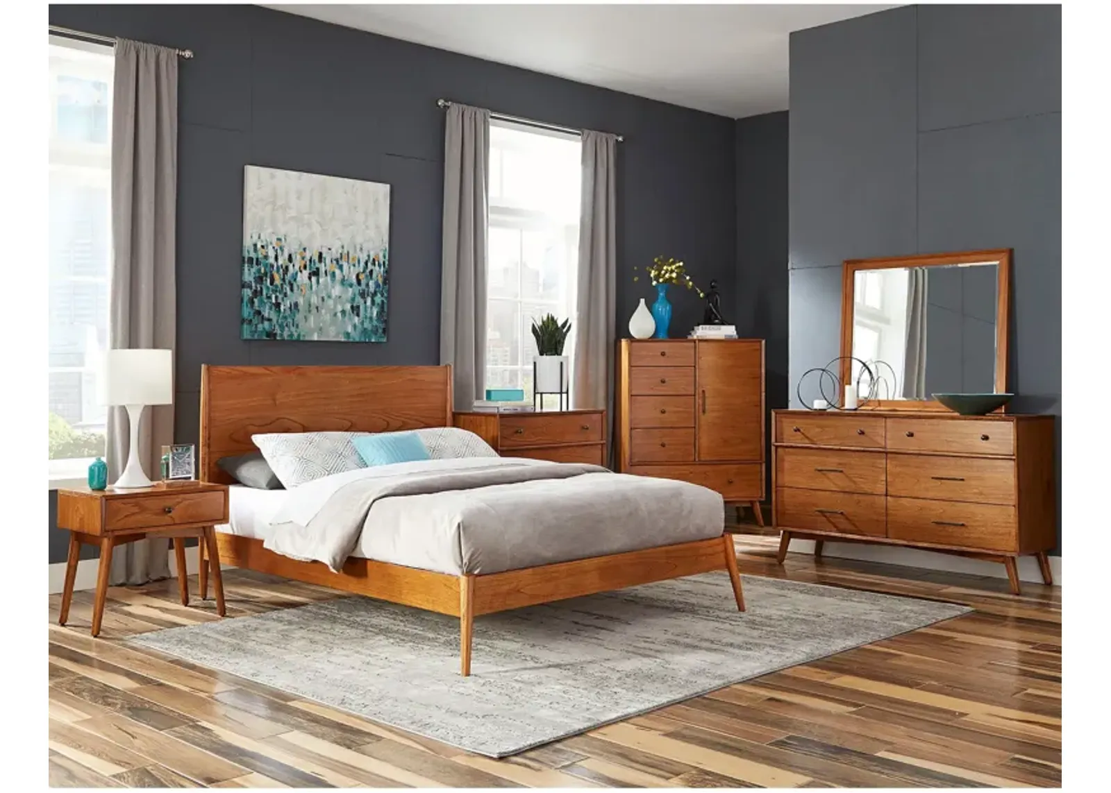 | Queen American Modern 4 Piece Bedroom Group | Cinnamon