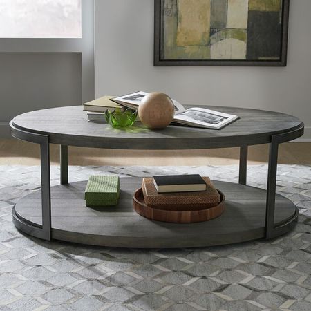 Modern View Gauntlet Gray Oval Coffee Table