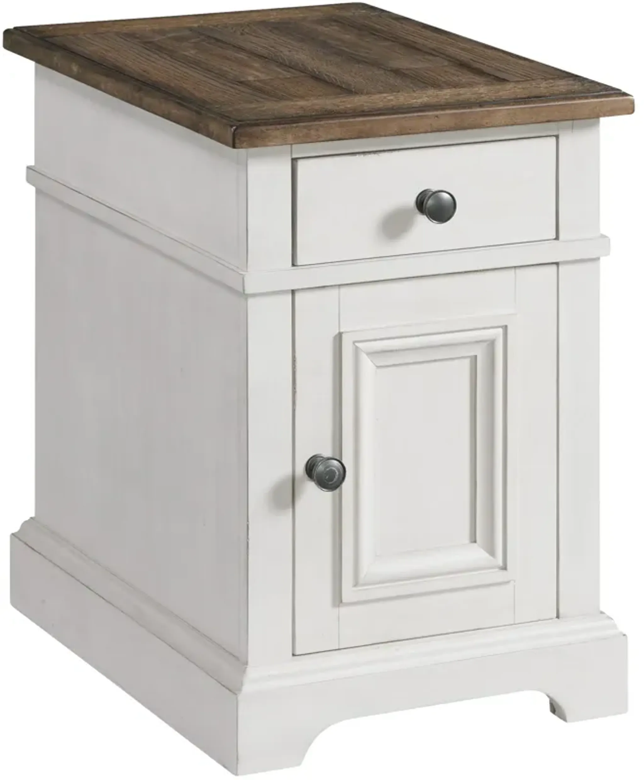 Drake Rustic White And Stone Chairside Table Slumberland Furniture ...