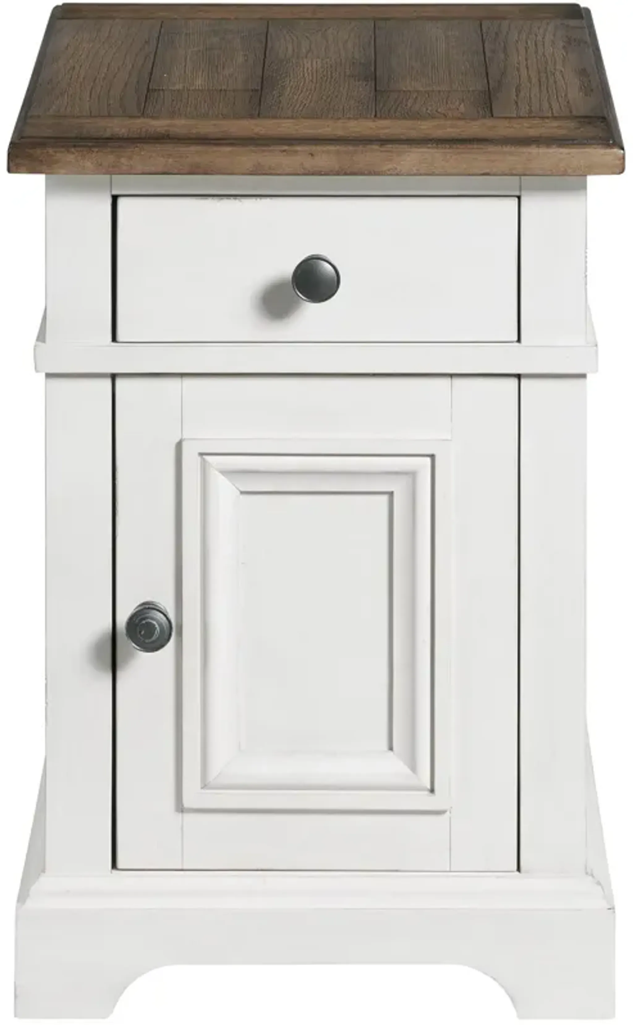 Drake Rustic White And Stone Chairside Table Slumberland Furniture ...