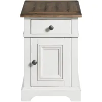 Drake Rustic White and Stone Chairside Table