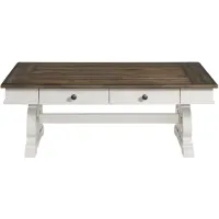 Drake Rustic White and Stone Coffee Table