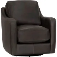 Jenkins Gray Leather Swivel Chair