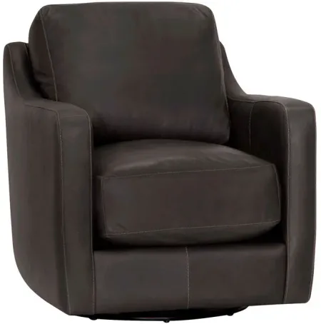 Jenkins Gray Leather Swivel Chair