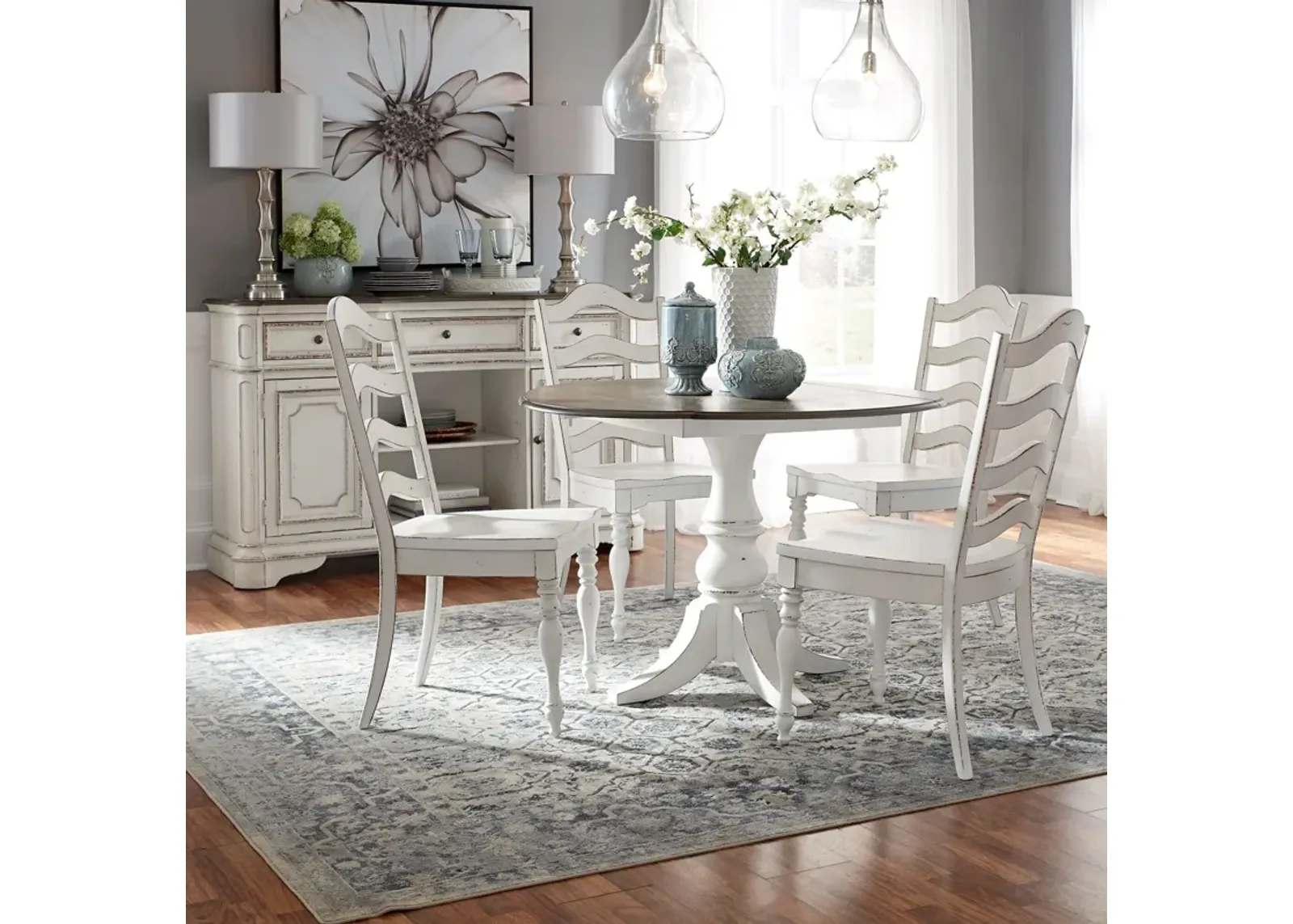 | Magnolia Manor 5 Piece Ladder Drop Leaf Dining Set | White