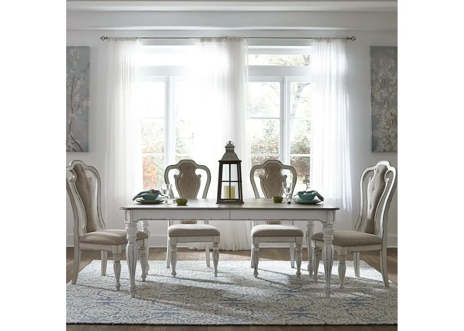 | Magnolia Manor 5 Piece Upholstered Rectangular Dining Set | White