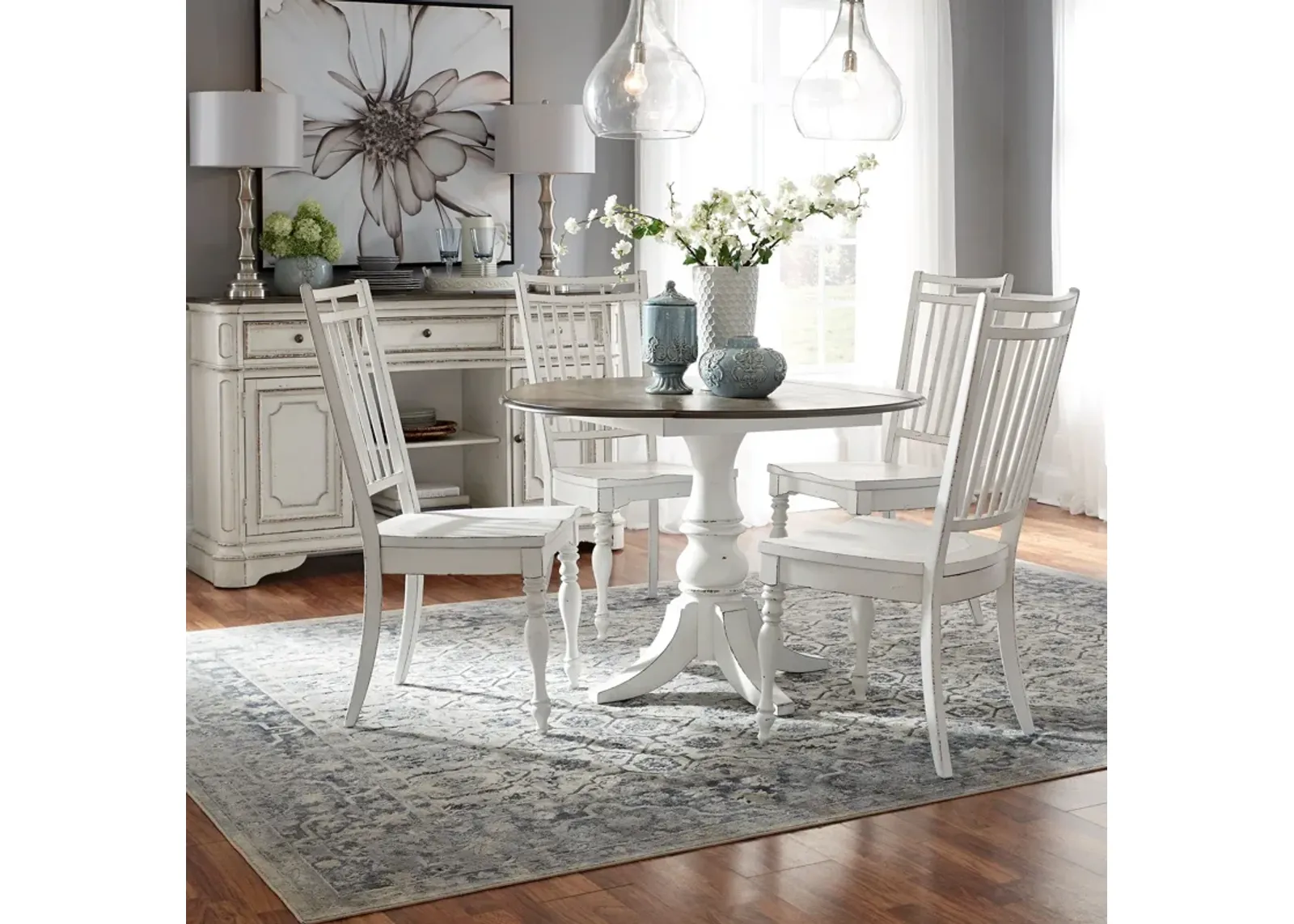 | Magnolia Manor 5 Piece Spindle Drop Leaf Dining Set | White